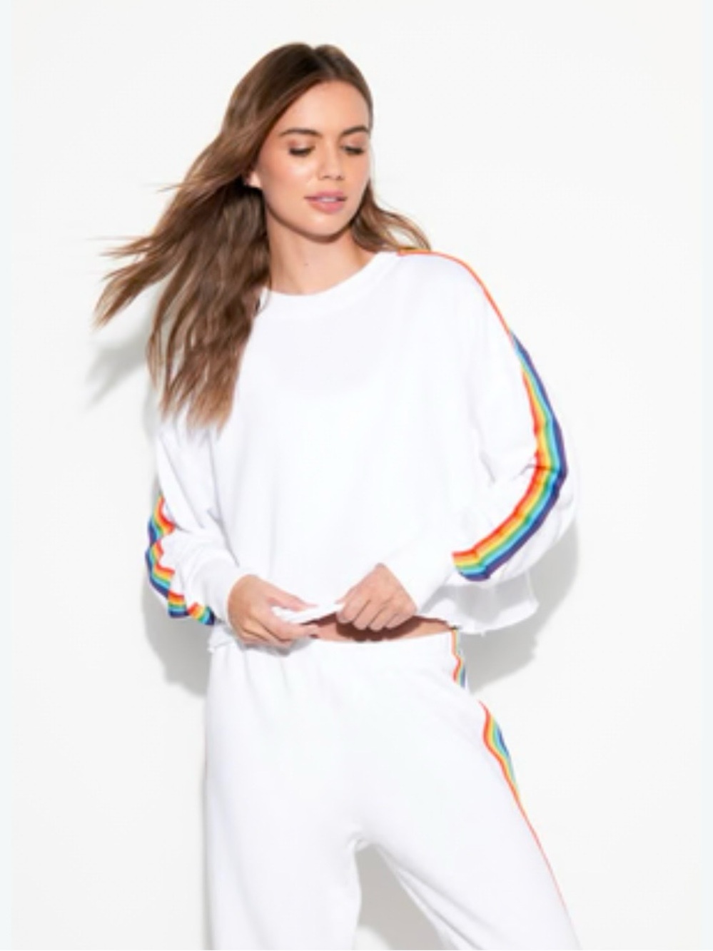 Spiritual Gangster Rainbow Cropped Pullover Cropped Sweatshirt